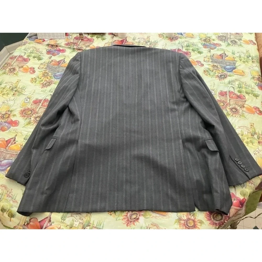 VTG Ermengildo Zegna 52R Plaid Striped Grey Blazer Mexico Rayon Mafia Mobster